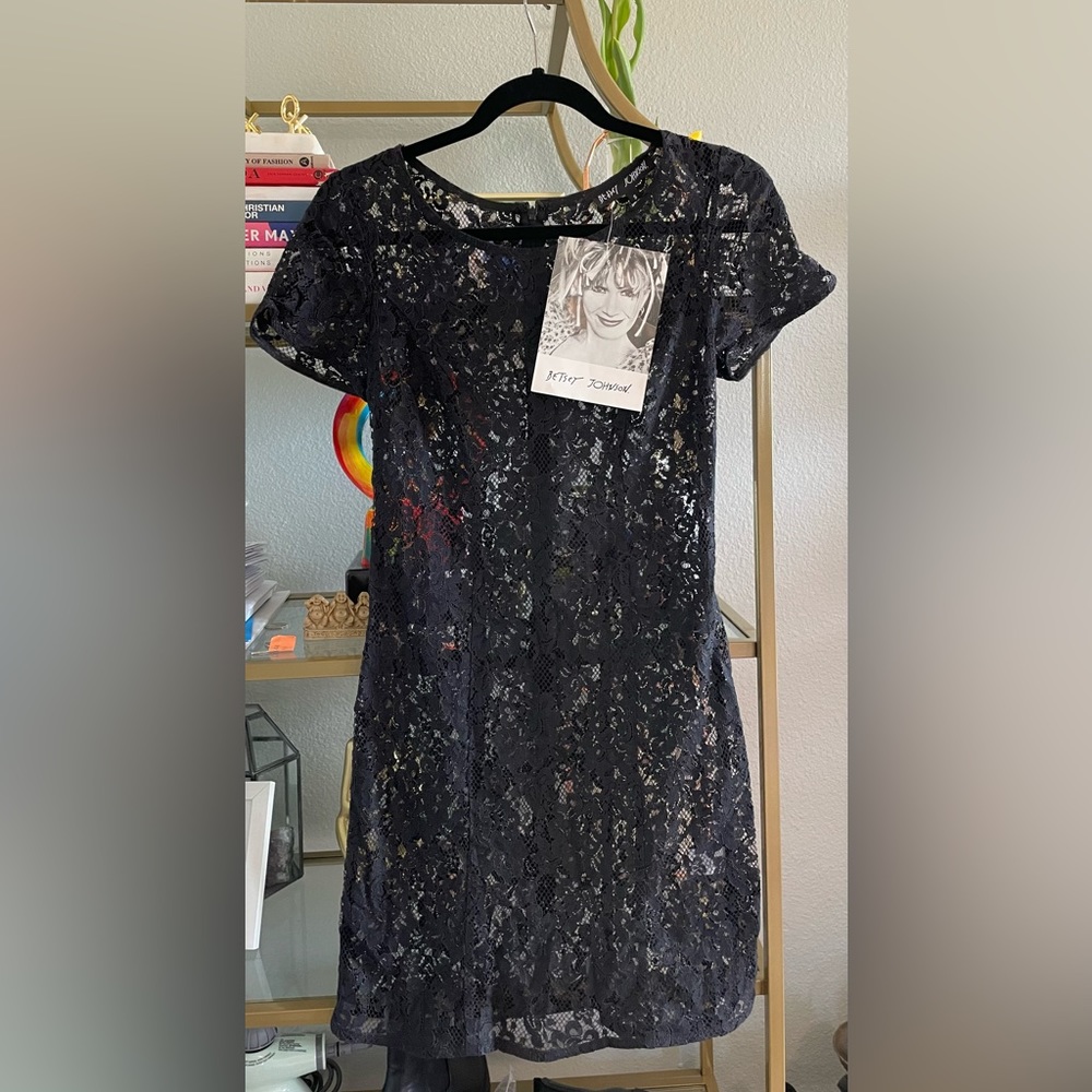 Vintage 90s Betsey Johnson black lace dress
